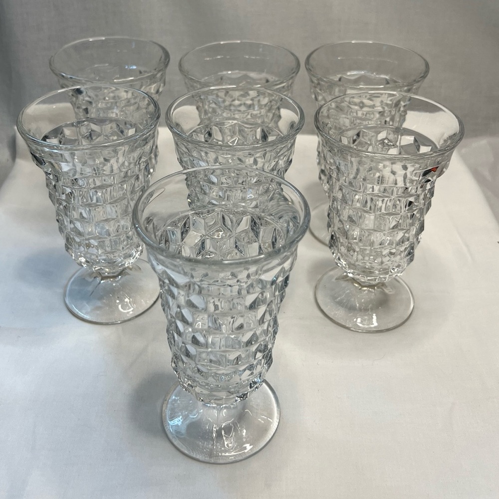 Set of 7 Fostoria Crystal Glass American Clear Goblets Tea 5.75” Vintage